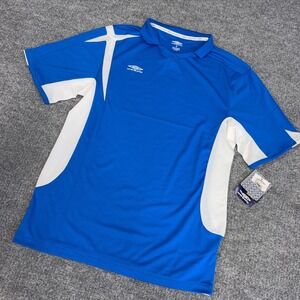 NEW Umbro Soccer Jersey Shirt Short Sleeve V-Neck Royal Blue/White Mens Small